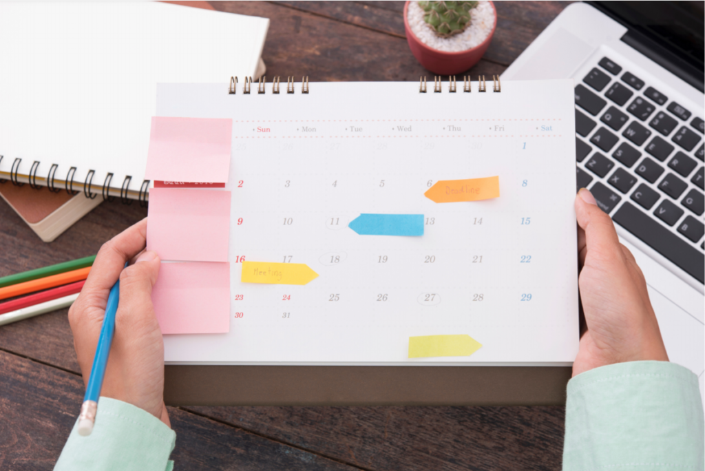 calendar with notes