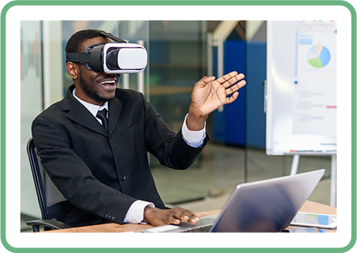 man wearing virtual reality goggles