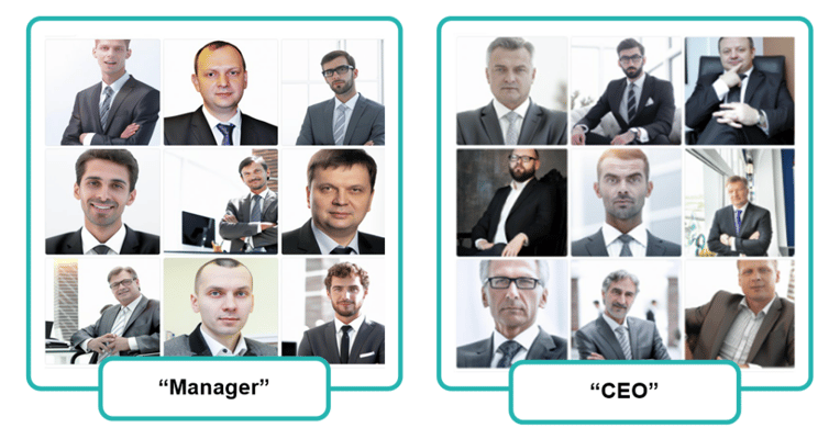 example of data inputs for AI to recognise unbiased examples of people in professions