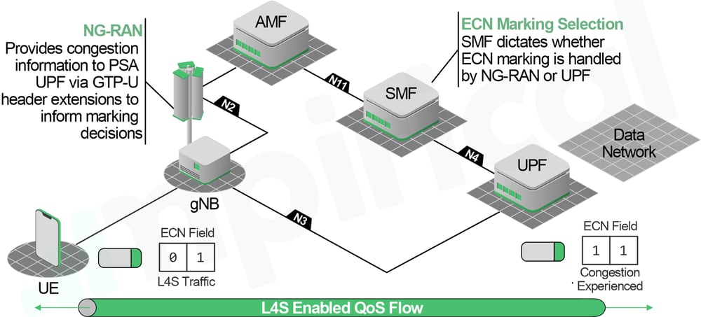 Figure 2 - Network diagram showing an overview of L4S in 5G