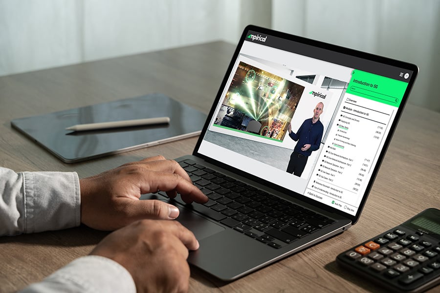 Introduction to 5G on-demand course on laptop as user watches