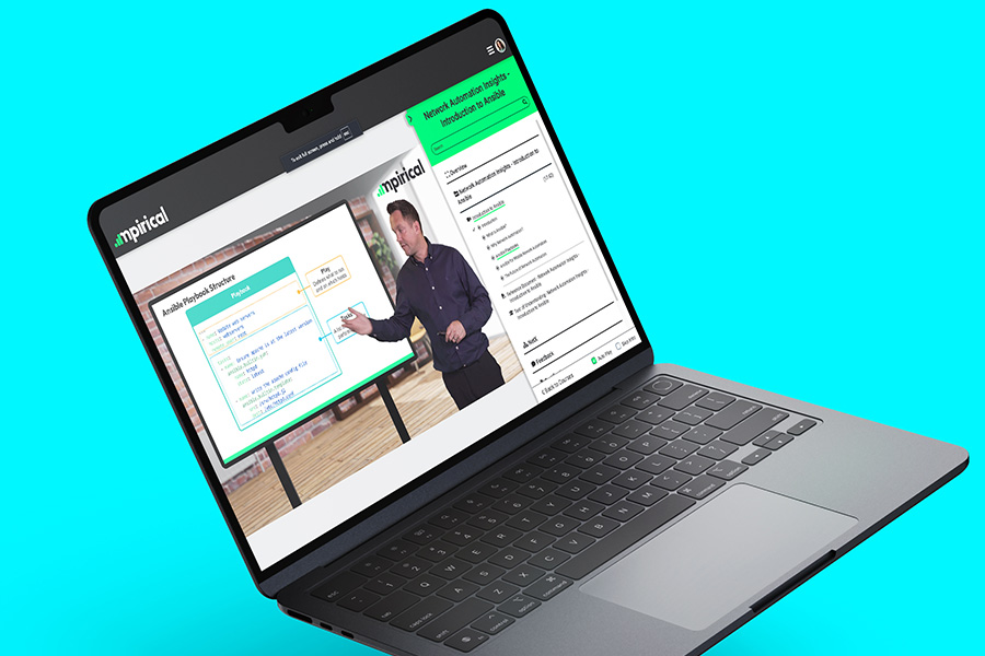 Network Automation Insights video on a laptop