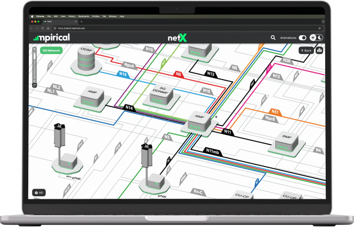 NetX on a laptop showing the 5G network map