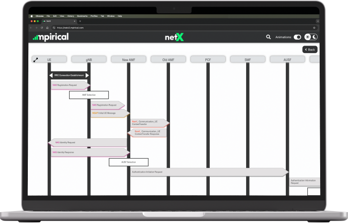 NetX on laptop showing a network procedure