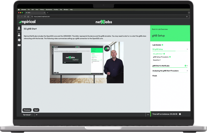 NetXlabs on a laptop with a video playing