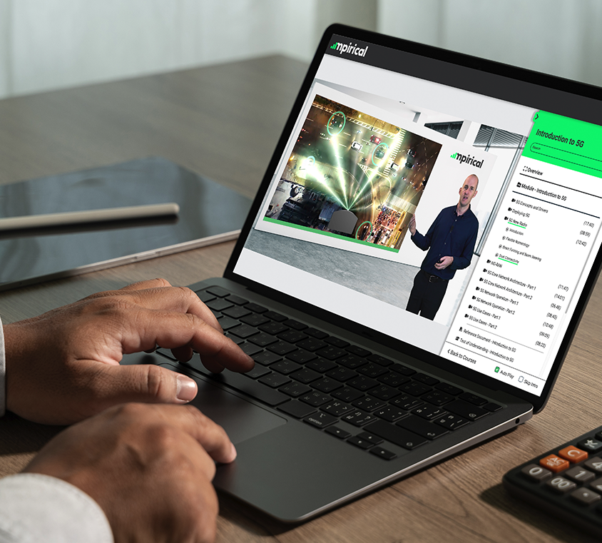 Introduction to 5G on-demand course on laptop as user watches