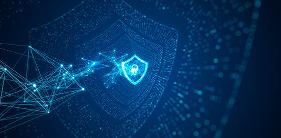 blue background with security badge