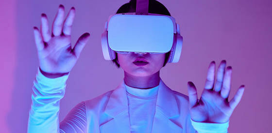 girl with VR headset on