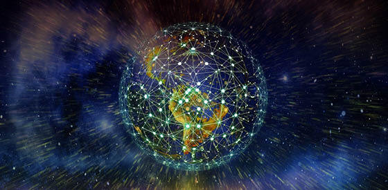 earth comprised of illustrative network connections