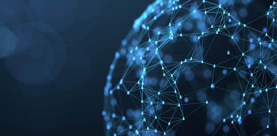 sphere of blue network connections