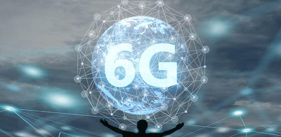 6G text in blue globe