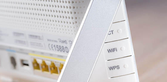 close up of back of wi-fi router